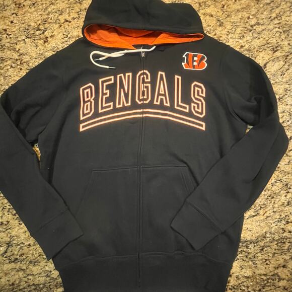 Cincinnati Bengals Hoodie Mens Large NFL Football Jacket Full Zip Sweater Hood - Picture 2 of 6